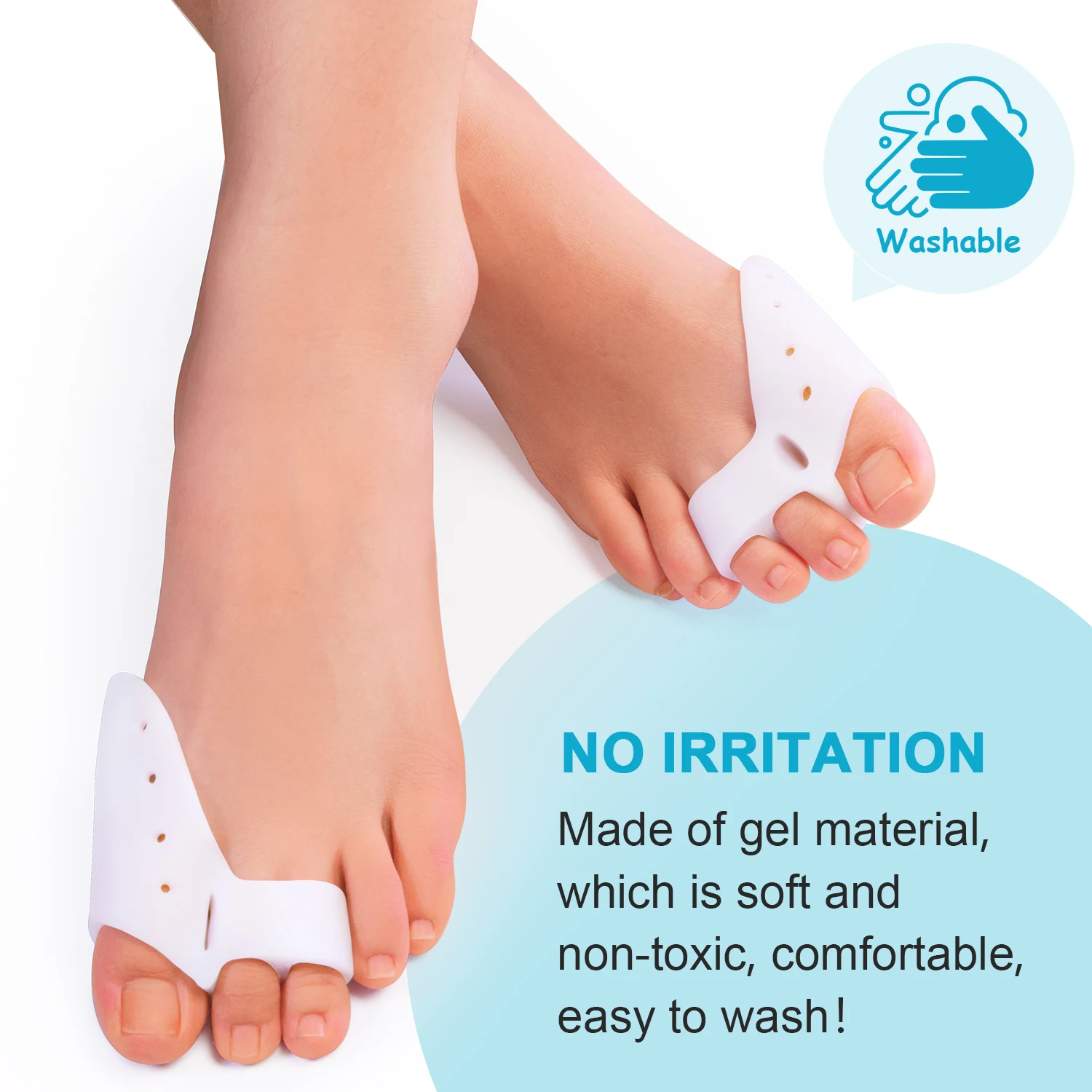 2pcs Silicone Hallux Valgus Corrector Daily Big Toe Protective Sleeve Breathable Toe Separator Bunion Adjuster Pedicure C1755