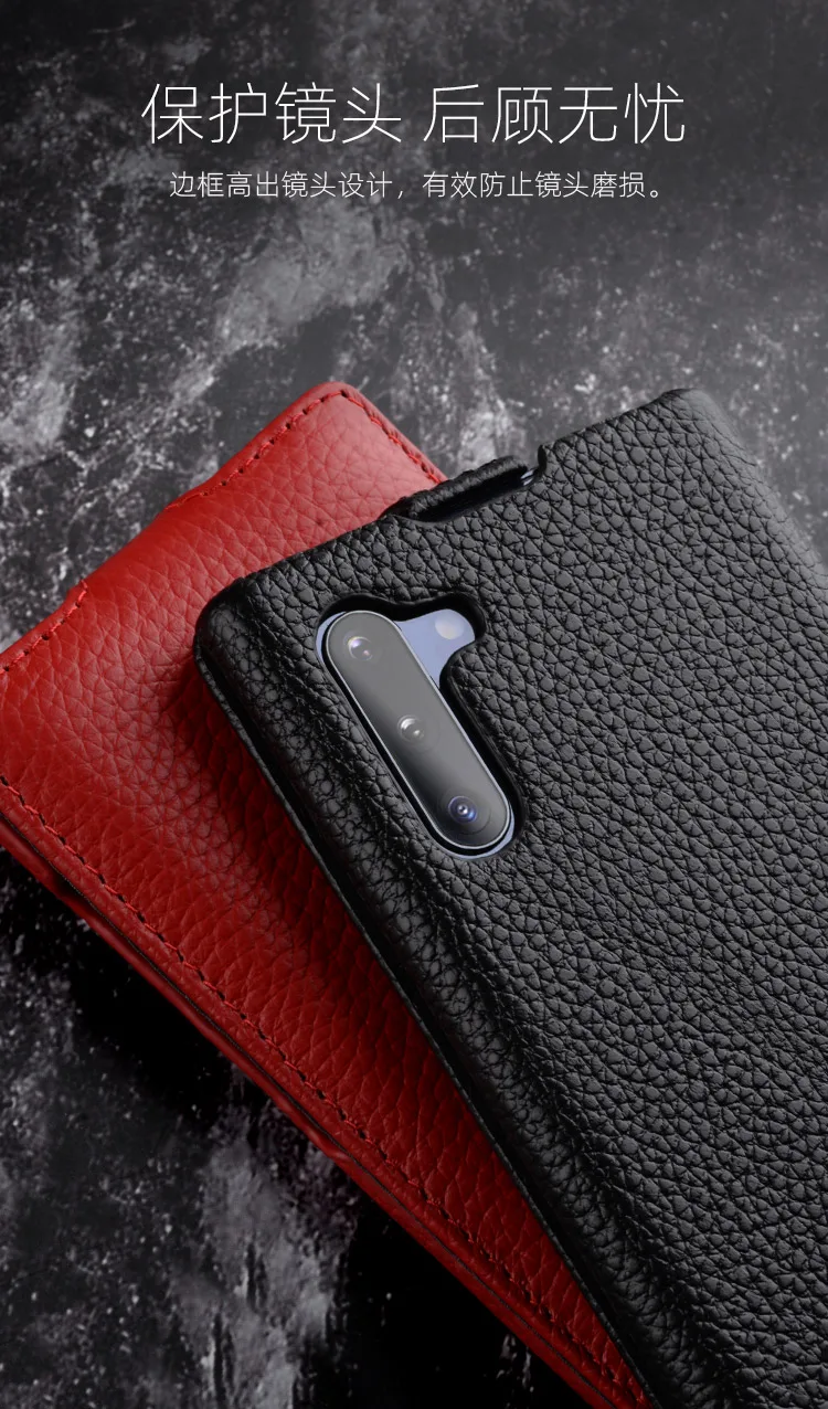 Вертикальный открытый кожаный флип-чехол для телефона, чехол для samsung Galaxy Note10 Plus Note10+ настоящая воловья кожа, бизнес-сумка