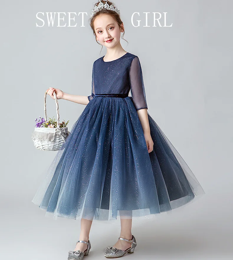Детское платье пышное платье принцессы на день рождения для девочек платье с цветочным рисунком для девочек подиумная маленькая ведущая