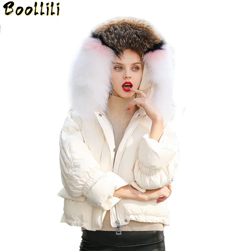 

Boollili Short Female Down Jacket Woman Hooded 2020 Fall Winter Duck Down Coat for Women Fox Fur Collar Women's Jackets