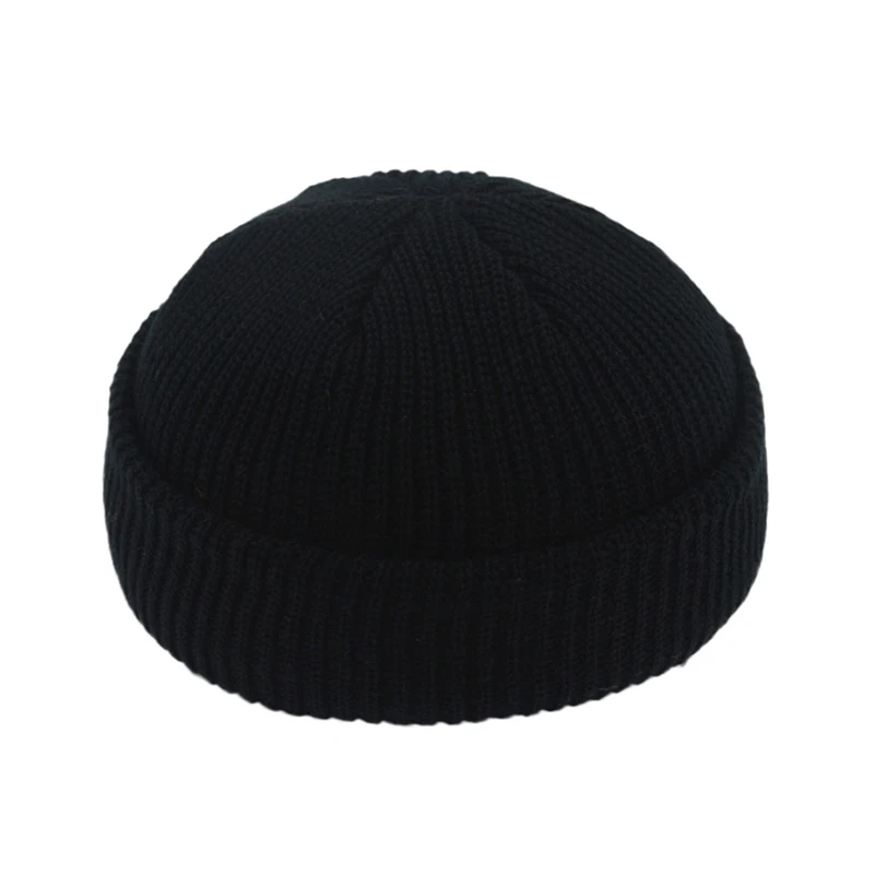 Women Men Knitted Hat Beanie Skullcap Sailor Cap Cuff Brimless Retro Navy Style Beanie Hat