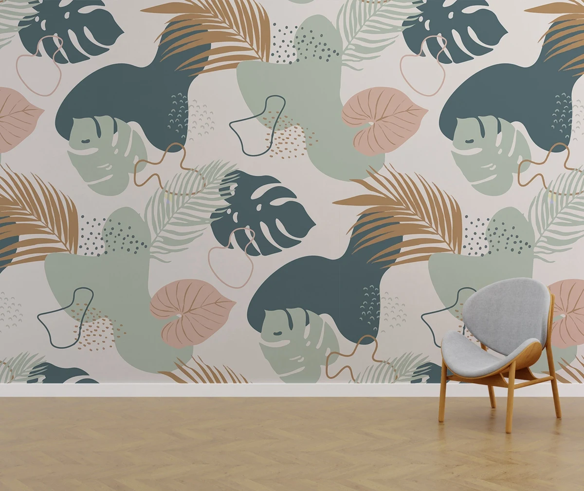 verde neutro tropical folha wallpaper colagem 05