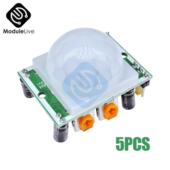 

5PCS SR501 HC-SR501 Body Sensor Module Adjust IR Pyroelectric Infrared PIR Motion Sensor Detector Human Sensor Board For Arduino