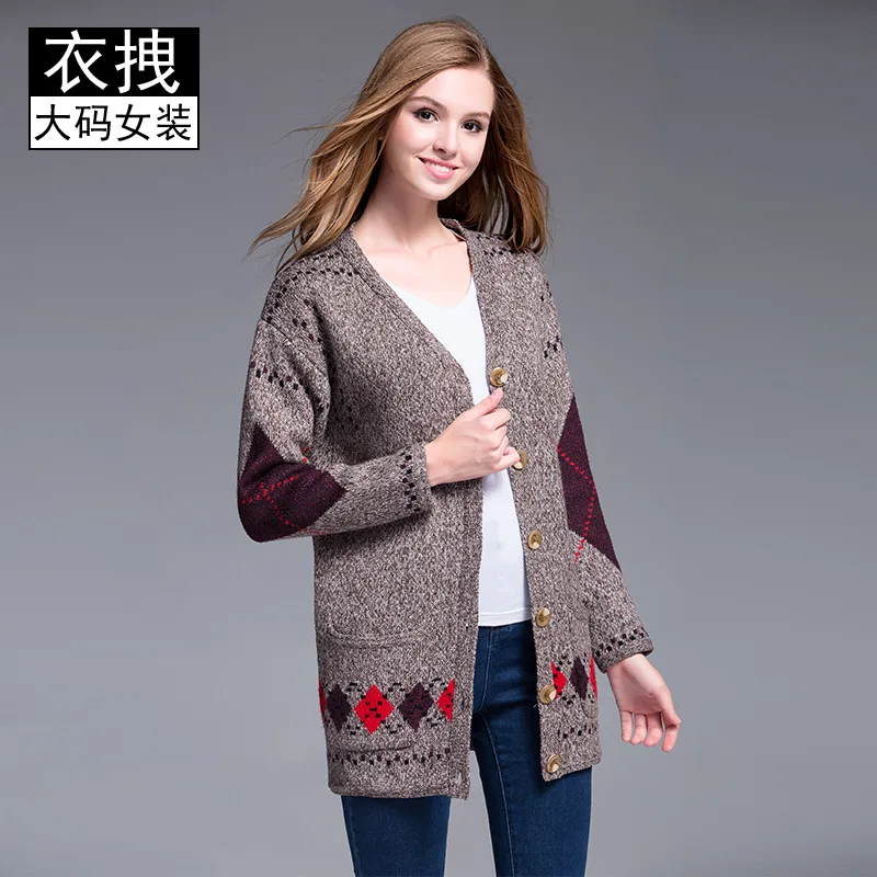 

Large Size Sweater Coat Fat Mm Plus-sized WOMEN'S Dress Brand Cardigan 200