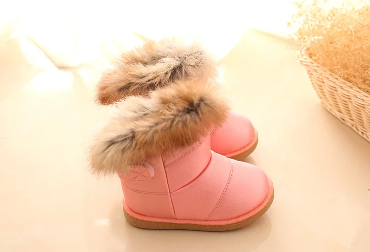 Детская теплая зимняя обувь; уличные зимние ботинки для девочек; Детские Плюшевые ботинки; обувь из искусственной кожи для малышей; 4 цвета; зимние ботинки на плоской подошве
