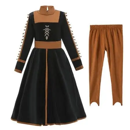 Anna dress pants Платье принцессы Эльзы и Анны для девочек 2 Косплэй рождественское платье Детская осень-зима костюм детей Платье принцессы для именинницы платье для девочек Vestidos - Цвет: Anna dress pants