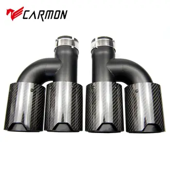 

h Style Dual Carbon Fiber Black Stainless Steel Universal M performance Carbon Fiber Exhaust Tips End Pipes Muffler tips for BMW