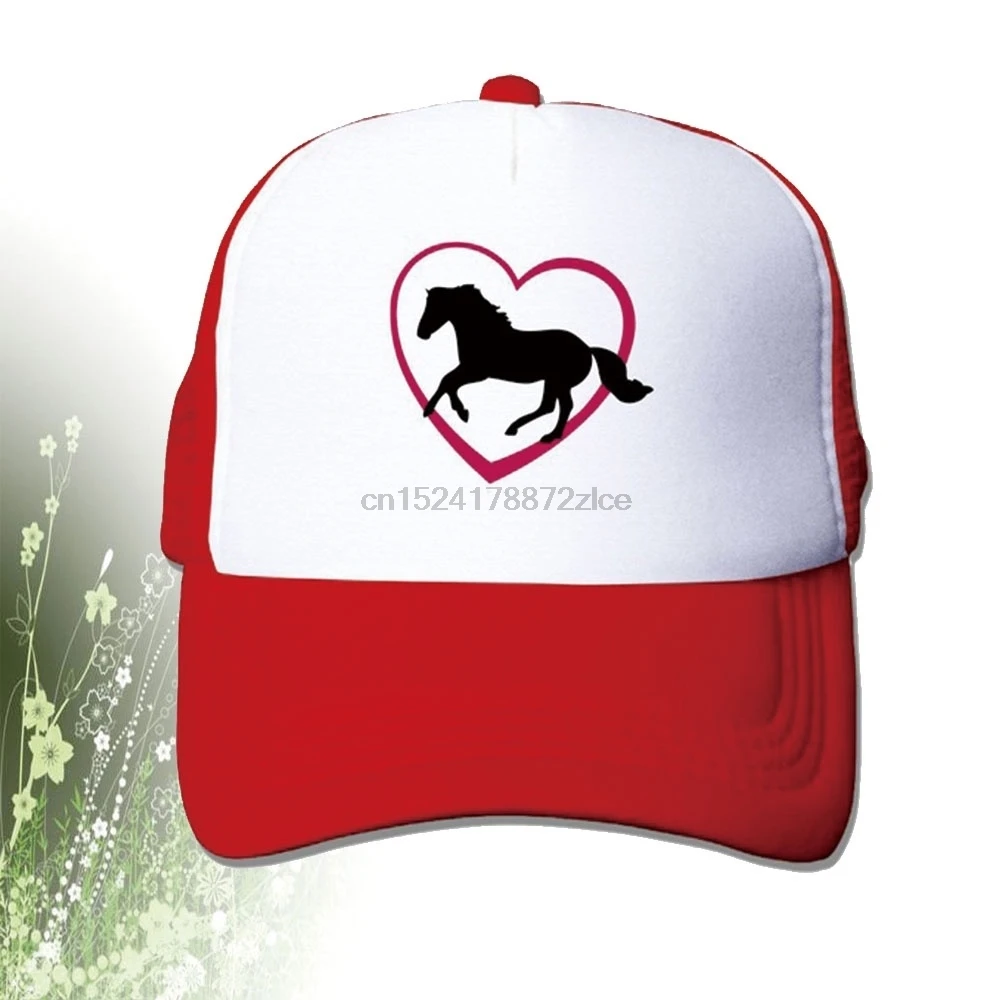 С изображением скачущей лошади с принтом «сердечки» и милым летняя сетчатая шляпа регулируемые шапки