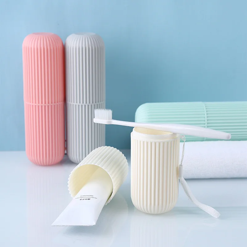 

Storage Box Striped Travel Brush Tooth Wash Cup Portable Set Mouthwash Toothbrush Box Tooth With Lid Bucket Plastic Box