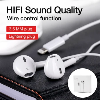 

Lighting Earphone Wired HiFi Stereo Earbuds Music Headset With Mic For Apple iPhone 7 8 Plus 11 Pro X XS Max XR iPad