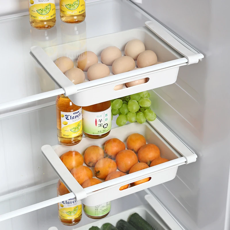 Creative Refrigerator Fresh Keeping Storage Box Drawer Egg Fruit Basket Retractable Food Storage Container Household Organizer
