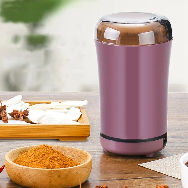 Electric Coffee Grinder Mini Kitchen Salt Pepper Grinder Powerful Spice Nuts Seeds Coffee Bean Grind Machine-Purple-Purple Eu P