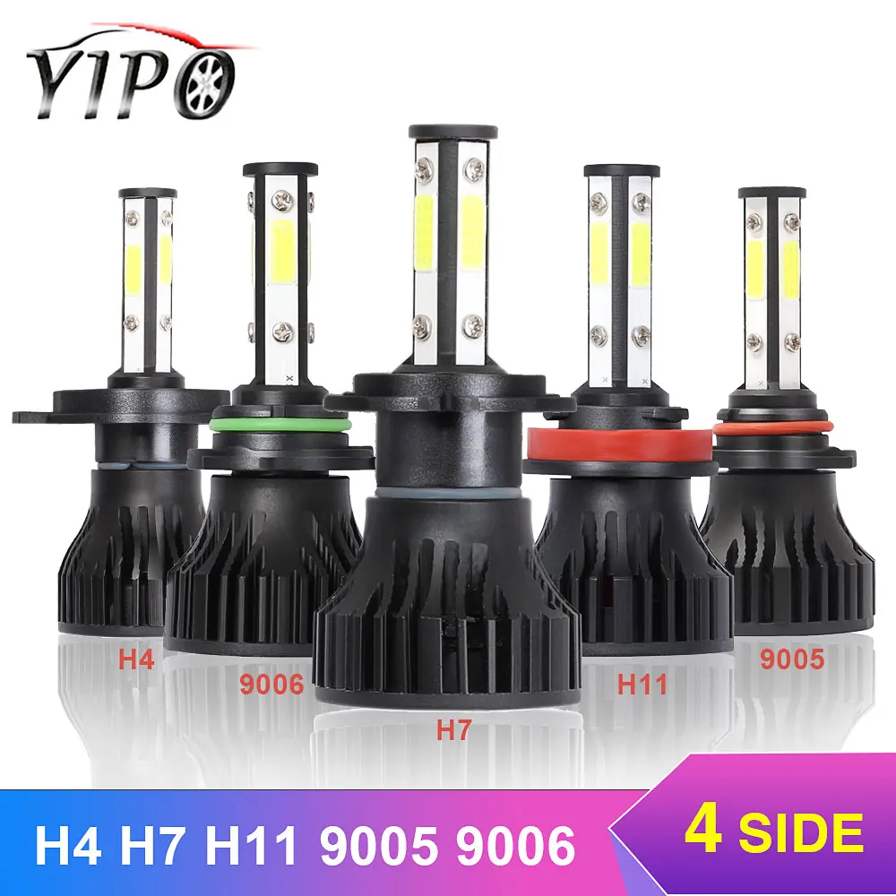 4 side headlight led H4 H7 H11 9005 HB3 9006 HB4 auto car light blub cob led headlight 12v heaadlamp Kit car syling 12V 6000k