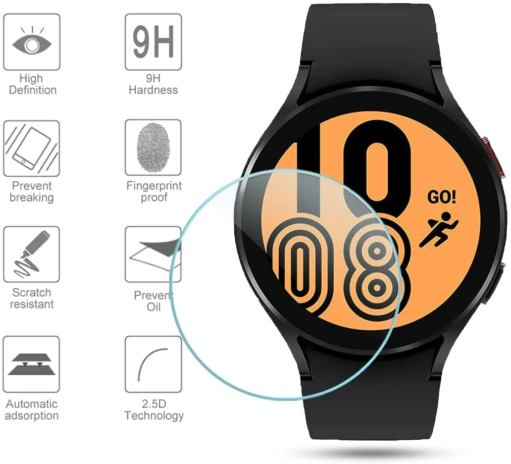 Tempered Glass for Samsung Galaxy Watch 4 40mm 44mm Screen Protector Anti-Scratch for Galaxy Watch 4 Smartwatch (1/2/3/4/5)PCS