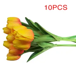 Моделирование Искусственные тюльпаны семь цветов высокого класса PU искусственные цветы искусственные декоративные свадебные цветы