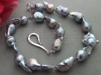 

N042605 28mm Grey Bead-Nucleated Pearl Necklace