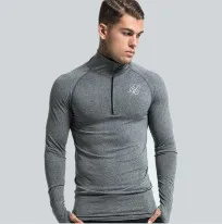 gray Новая модная мужская стрейчевая футболка, одноцветная водолазка с принтом, высокий эластичный длинный рукав, полиэстер, мужская Тонкая Повседневная мужская футболка - Цвет: gray