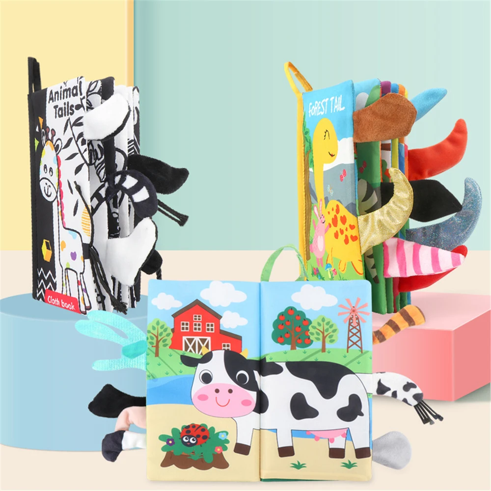 Infant Baby Book Educational Toys 3D Animal Tail Cloth Soft Books for Newborns Montessori | Игрушки и хобби
