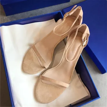 

Sandals Women's Top Quality Soft Kid Suede Mature Ladies Shoes Classic Summer Cool Women's Heels Easy-Match Thin Heels Shoes