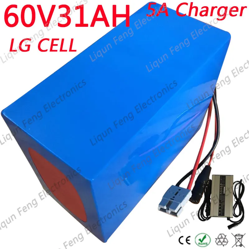 Best Free Customs Tax 60V lectric Scoote Battery60V 30AH Electric Bike Battery 60V 1500W 2000W 2500W Lithium Battery pack use LG Cell 0