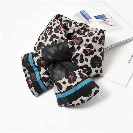 Леопардовый полосатый лоскутный клетчатый шарф с буквенным принтом для женщин, хлопковый Зимний толстый шарф с кольцом, корейский женский шейный шарф - Цвет: As photo