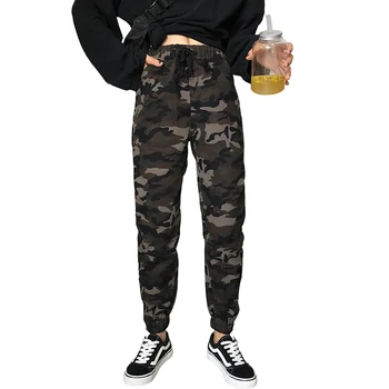 

Camo jogger women's pants harem pants drawstring camouflage pants pantalones women's high waist pants Hip-hop loose overalls