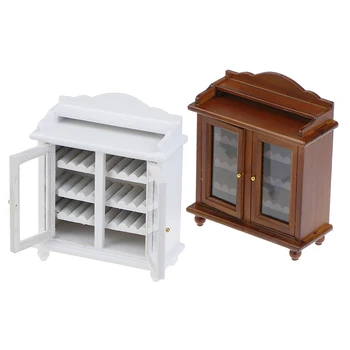 

Kids Miniature Wine Cabinet 1/12 Wooden Wine Cabinet Model Kitchen Furniture Toy Miniature Dollhouse Decor Accessory Gift