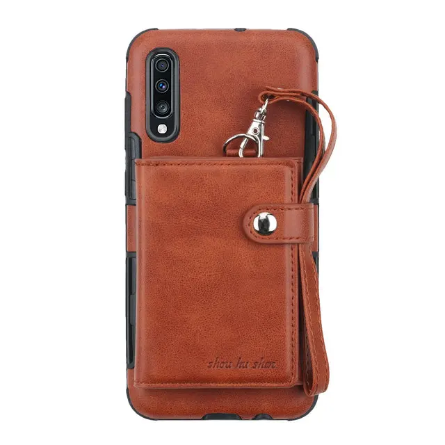 Роскошный, с отделением для карт флип для Coque samsung A50 чехол Galaxy A7 Etui samsung A70 Чехол кошелек для samsung Galaxy A50 чехол A 70 50 - Цвет: Коричневый