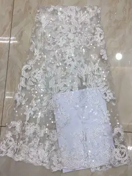 

African Sequins Lace Fabric 2020 Hot Sale Nigerian Wedding Dress Luxury Net Lace French Tulle Mesh Lace Fabrics