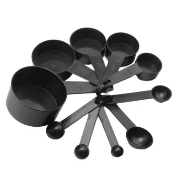 

10Pcs/set Black Plastic Measuring Spoon Measuring Cup kitchen Baking Utensil Set Measuring Scoop Tool For Baking Coffee Tea