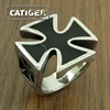 Punk US Size 7-14# 316L Stainless Steel High Quality Black Enamel Iron Cross Ring Man Biker Jewelry 1
