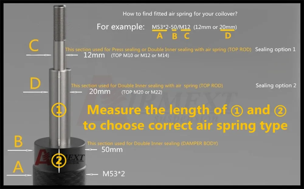 SN120140BL2-BCV / fit BC shocks M50*1.5-48/AIRLIFT Double