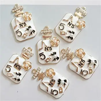 

10Pcs/Lot Perfume Bottle Rhinestone Button Pendant Sweater Chain Jewelry Accessories DIY Craft Supplies