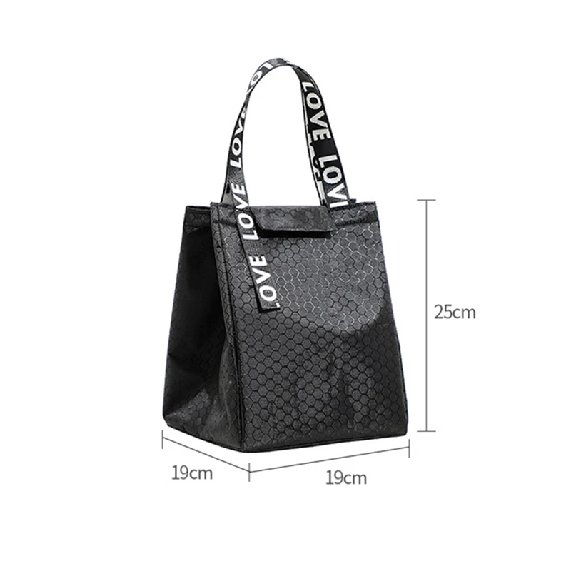 Portable Lunch Box Thermal Bag Large Capacity Picnic Work Food Insulated Cooler Tote Bento Storage Bag for Women Square Handbags