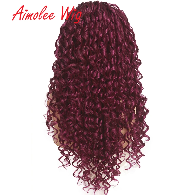 Purple red mix Aimolee длинные вьющиеся Омбре парик на кружеве термостойкие синтетические оранжевые красные фиолетовые волосы парики для черных женщин Косплей Вечерние - Цвет: Purple red mix