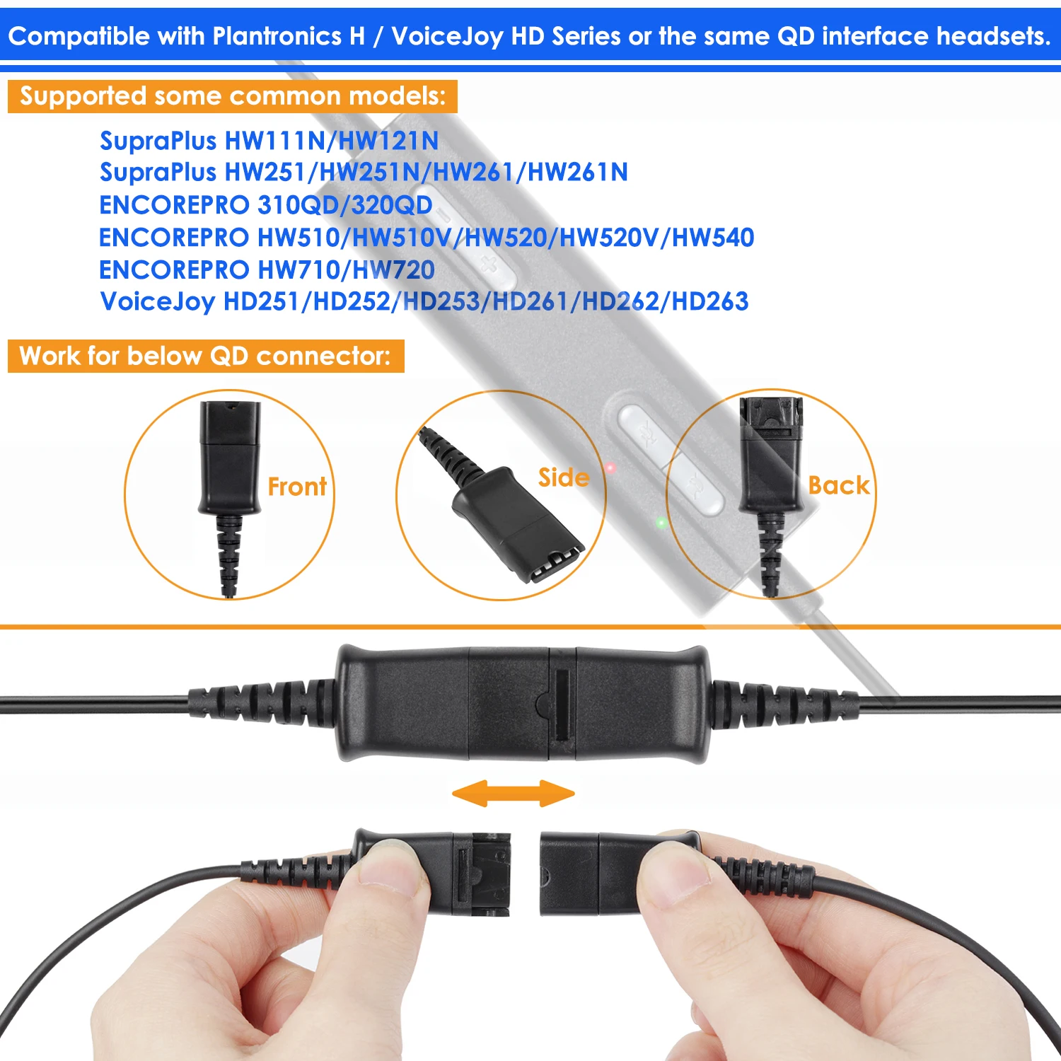 VoiceJoy QD to USB Adapter Heaset QD 