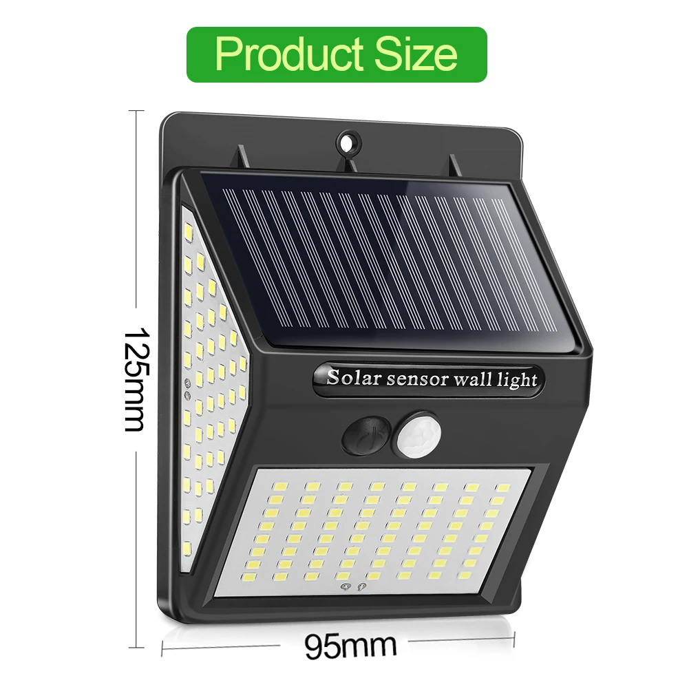 Goodland 144 100 LED Solar Light Outdoor Solar Lamp PIR Motion Sensor Solar Powered Sunlight Street Light for Garden Decoration