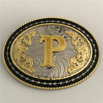 

1Pcs Silver Golden P Initial Letter Cowboy Belt Buckles