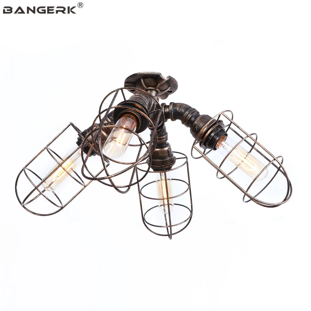 

Industrial Loft Decor LED Ceiling Light Vintage Lamps Edison Iron Water Pipe Ceiling Lights Fixtures Home Lighting Luminarias
