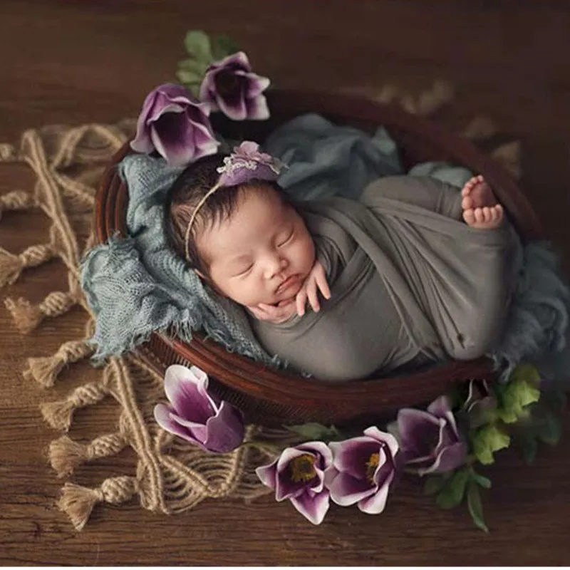 Ylsteed фон для фотосъемки новорожденных одеяло в богемном стиле ручное вязание пеньковая веревка одеяло для фотосъемки новорожденных