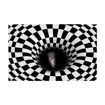 

3D Illusion Grid Vortex Swirl Doormat Halloween Decor Non-Slip Areas Rug Carpet