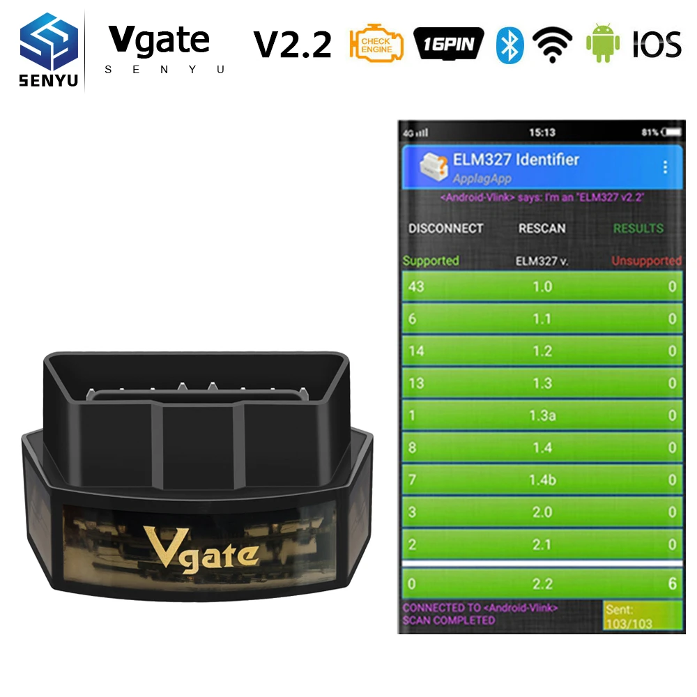 Vgate iCar Pro ELM327 V2.2 OBD2 Bluetooth Wi Fi сканер для IOS/Android OBD 2 автомобильный диагностический