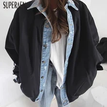 SuperAen, корейский стиль, женские джинсовые куртки, Новинка осени и зимы, женские куртки с длинным рукавом, дикая повседневная женская одежда