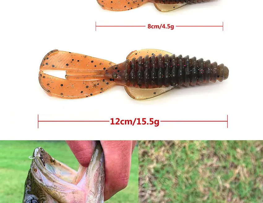 5 Stück 10 Stück 8 cm 12 cm Soft Bug Garnelen Craws Wurm Köder Köder, Silikon künstliche Garnelen Garnelen für Bass Barsch Hecht Köder Köder – Detail 7