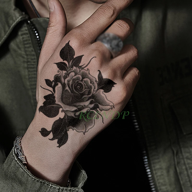 Водостойкая временная татуировка наклейка цветок розы поддельные тату личность флэш-тату рука ноги назад Тато для девушек женщин мужчин - Цвет: Светло-желтый