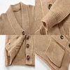 Khaki Cardigan Men Cotton Sweater Long Sleeve Mens V-Neck Sweaters Loose Solid Button Tops Fit Knitting Casual Style Clothing 5