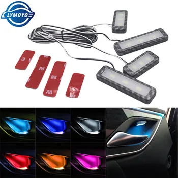 

4Pc LED Ambient Light Car Inner Bowl Light Interior Armrest Lights Door Handle Lights Handrail Lights Decorative Lamp Car Light