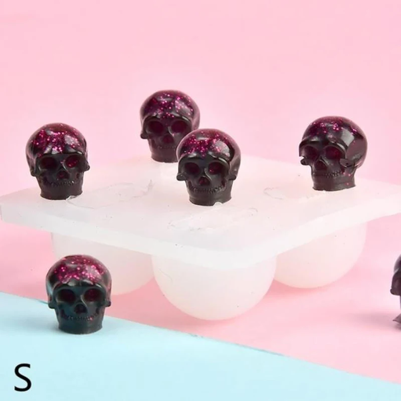 

3D Skull Silicone Mold Resin Epoxy Resin Diy Halloween Theme Jewelry Ice Making Tool Kitchen Baking Tools 1 Pc