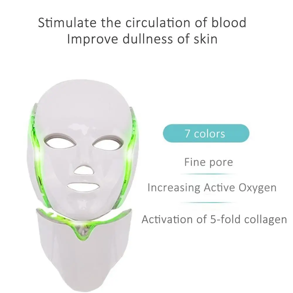  20 PCS 7 Colors Electric Led Facial Mask Face Mask Machine Light Therapy Acne Mask Neck Beauty Led  - 32978182007