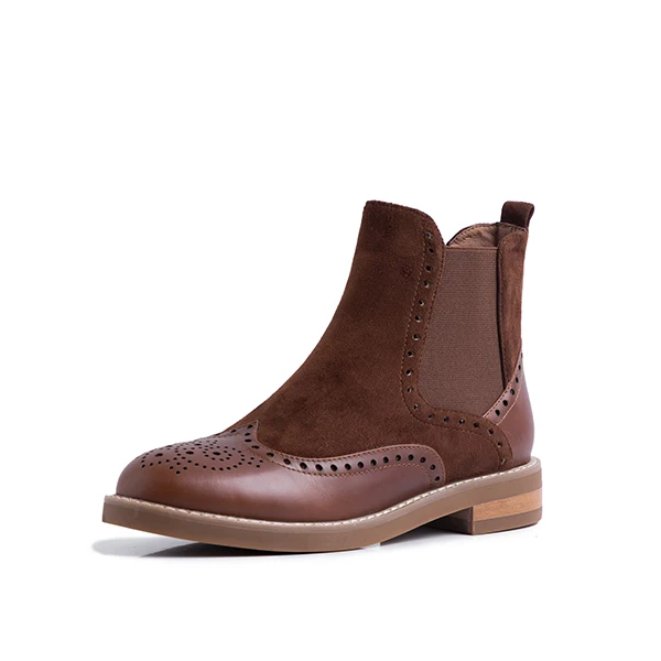 SOPHITINA/модные ботинки «Челси» из высококачественной натуральной кожи; Удобная новая обувь с круглым носком; Лидер продаж; женские ботильоны; MO268 - Цвет: pig skin brown